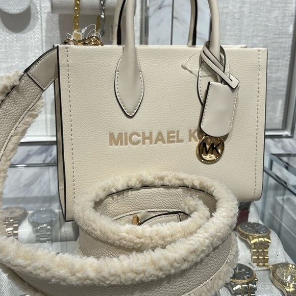 Michael Kors Mirella Small Pebbled Leather Shopper Top Zip Crossbody XBody Bag - Picture 15 of 16